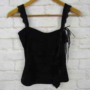 LUCE Black Ruffle Lace Tank Top Going Out Shirt M